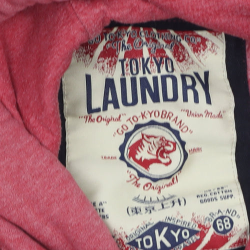 Tokyo Laundry Men's Red Pullover Hoodie Medium Graphic Fleece Sweatshirt