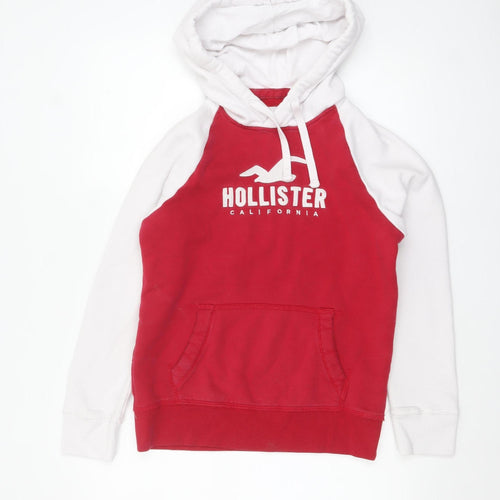 Hollister Men’s Red White Pullover Hoodie XS Fleece Logo Sweatshirt