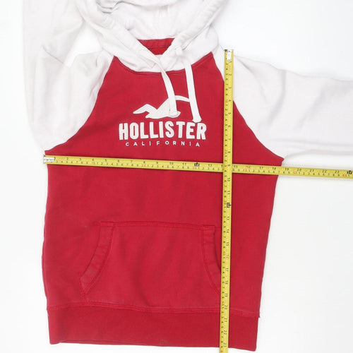 Hollister Men’s Red White Pullover Hoodie XS Fleece Logo Sweatshirt