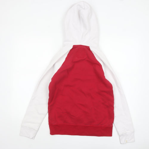 Hollister Men’s Red White Pullover Hoodie XS Fleece Logo Sweatshirt
