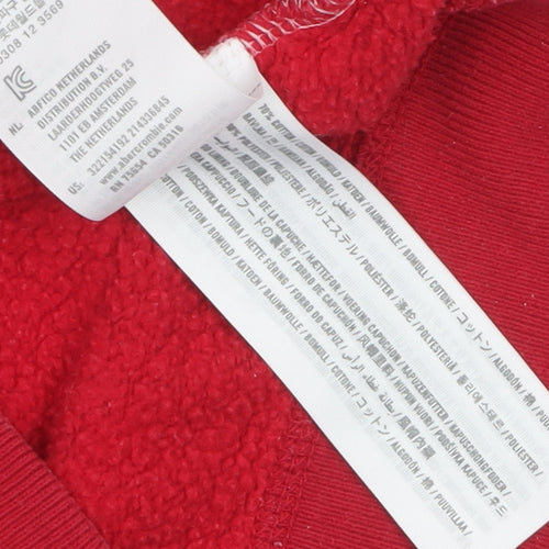 Hollister Men’s Red White Pullover Hoodie XS Fleece Logo Sweatshirt