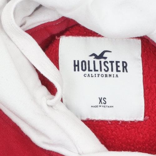 Hollister Men’s Red White Pullover Hoodie XS Fleece Logo Sweatshirt