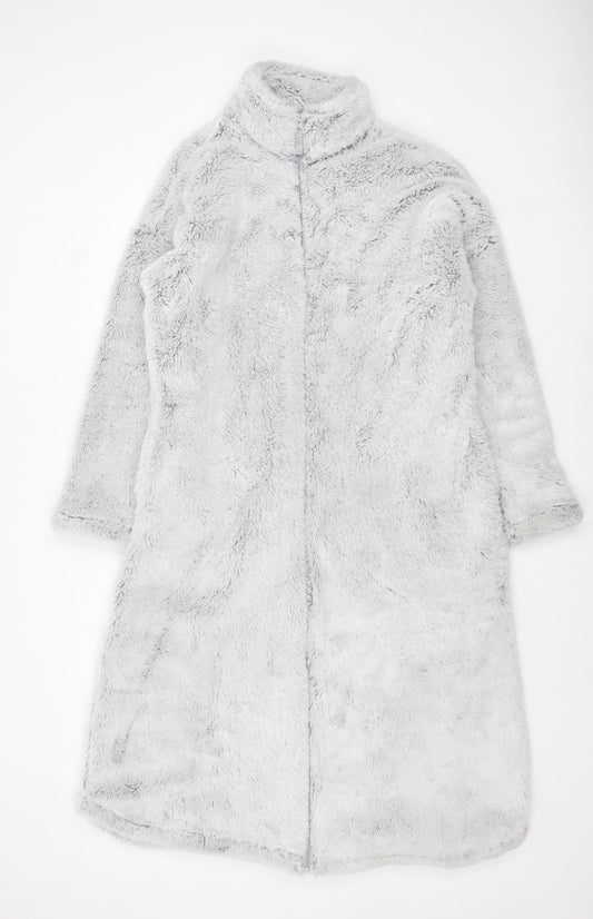 Marks and Spencer Womens Grey Fleece Zip Robe M Winter Warm