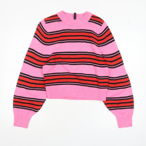 H&M Divided Women's Multicoloured Striped Crew Neck Pullover Jumper XS