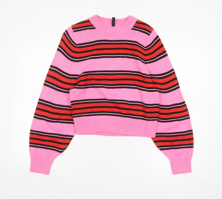 H&M Divided Women's Multicoloured Striped Crew Neck Pullover Jumper XS