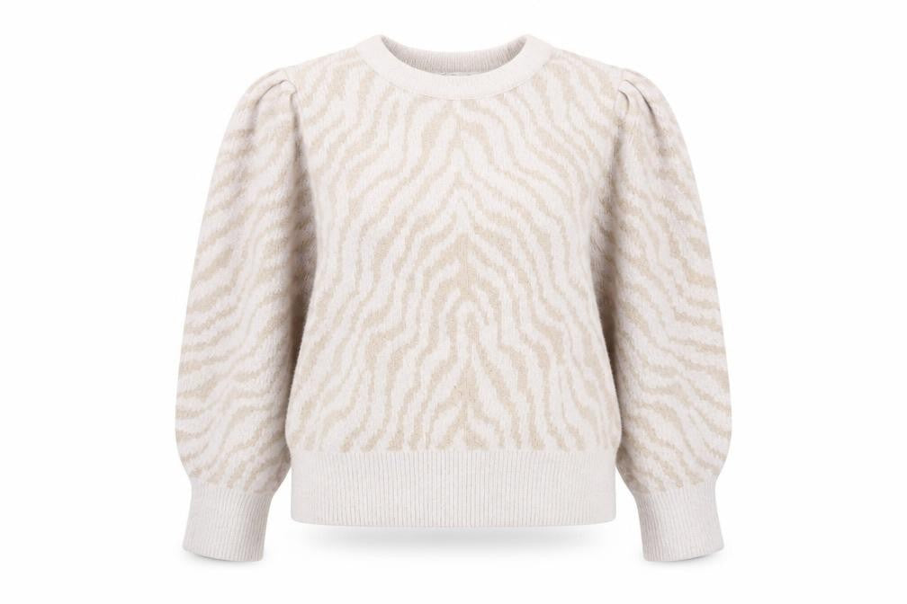 Front view of Mango Women Beige Animal Print Knit jumper, size L