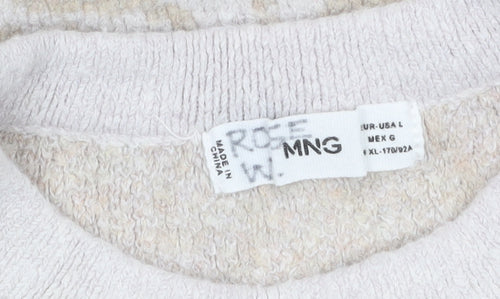 MNG Women Beige Animal Print Knit Pullover Jumper Size L