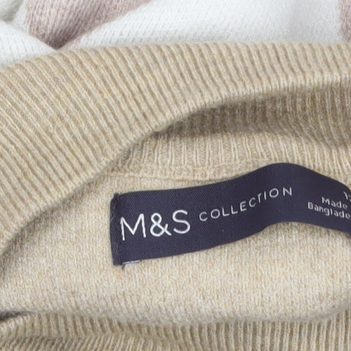 Marks and Spencer Women’s Beige Mock Neck Argyle Jumper Size 12