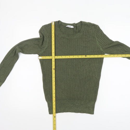 MARCS Women's Green Waffle Knit Crew Neck Pullover Jumper Size M