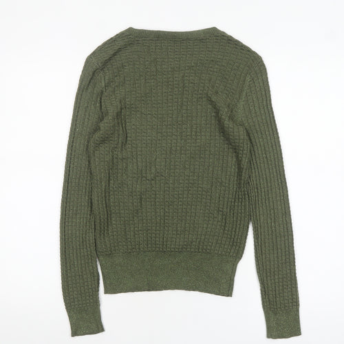 MARCS Women's Green Waffle Knit Crew Neck Pullover Jumper Size M