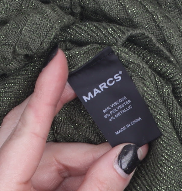 MARCS Women's Green Waffle Knit Crew Neck Pullover Jumper Size M