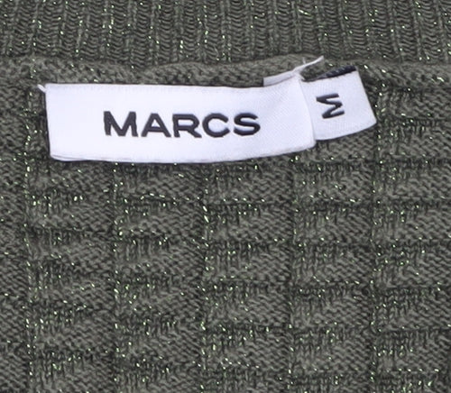 MARCS Women's Green Waffle Knit Crew Neck Pullover Jumper Size M