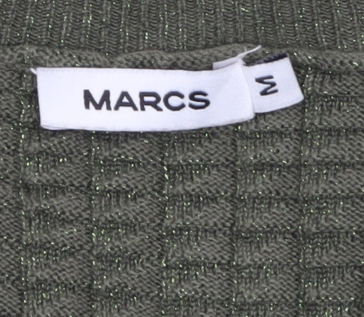 MARCS Women's Green Waffle Knit Crew Neck Pullover Jumper Size M