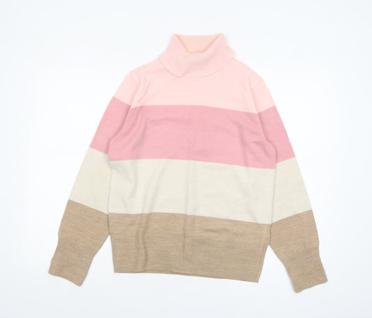 Marks and Spencer Women’s Multicoloured Roll Neck Jumper Size 12
