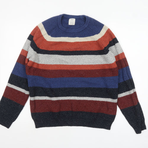 Marks and Spencer Mens Multicoloured Striped Chunky Knit Jumper M