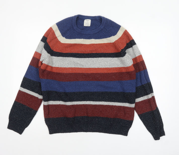 Marks and Spencer Mens Multicoloured Striped Chunky Knit Jumper M