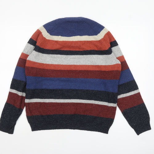 Marks and Spencer Mens Multicoloured Striped Chunky Knit Jumper M