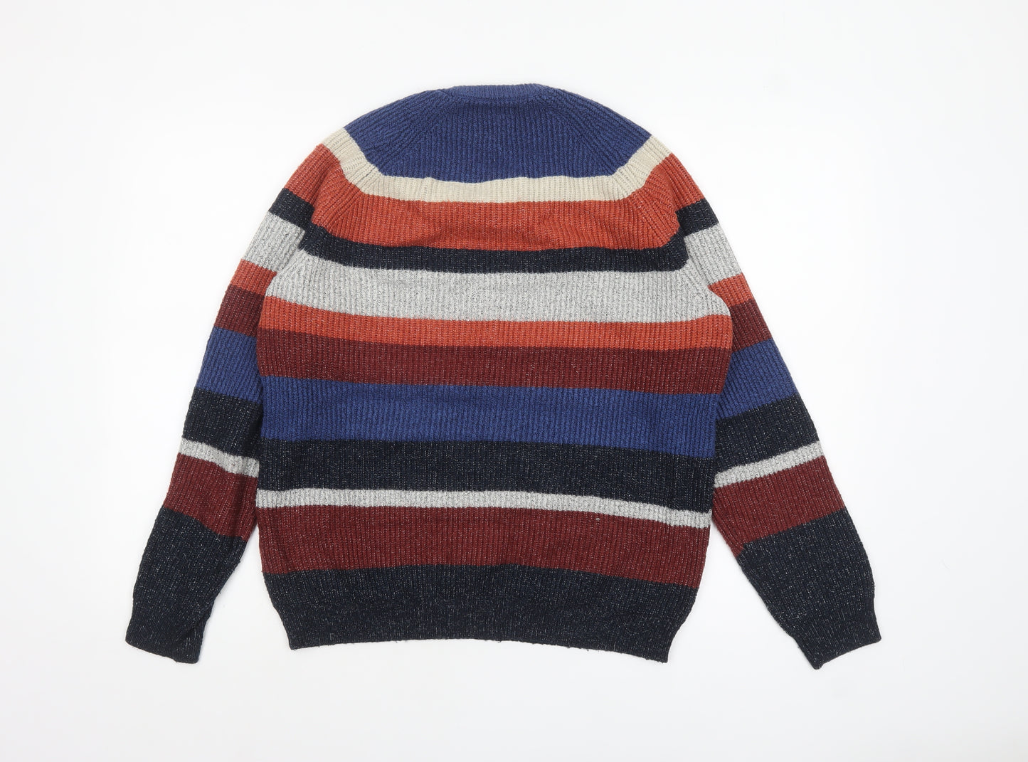Marks and Spencer Mens Multicoloured Striped Chunky Knit Jumper M