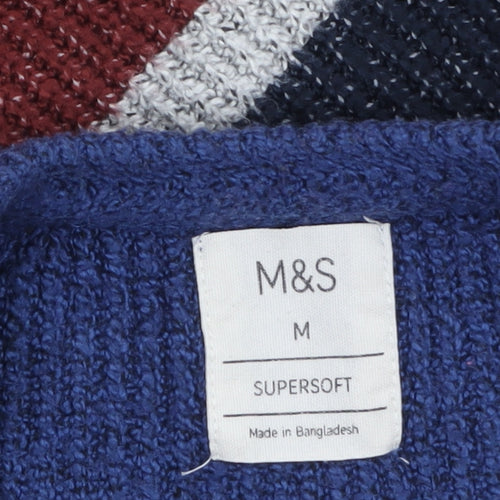 Marks and Spencer Mens Multicoloured Striped Chunky Knit Jumper M