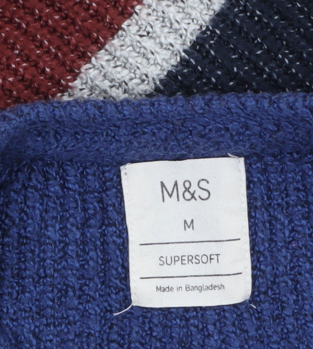 Marks and Spencer Mens Multicoloured Striped Chunky Knit Jumper M