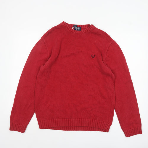 Chaps Men's Red Cotton Crew Neck Pullover Jumper Size S