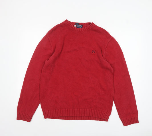 Chaps Men's Red Cotton Crew Neck Pullover Jumper Size S
