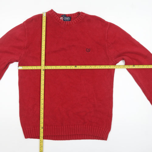 Chaps Men's Red Cotton Crew Neck Pullover Jumper Size S