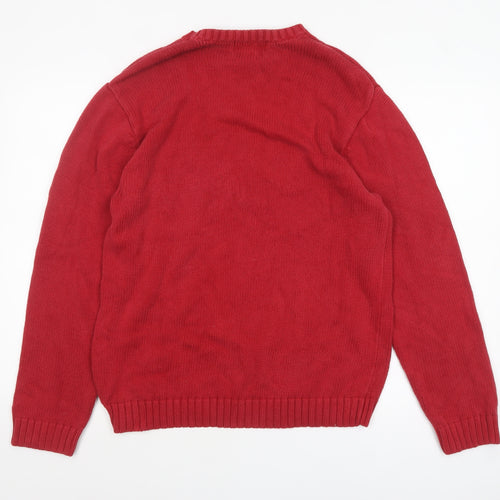 Chaps Men's Red Cotton Crew Neck Pullover Jumper Size S