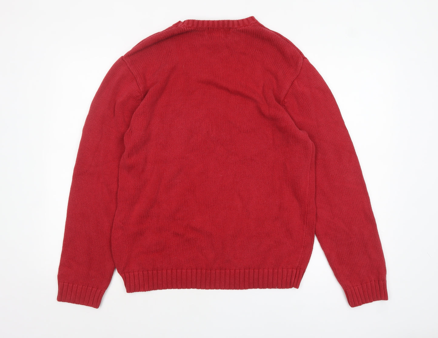 Chaps Men's Red Cotton Crew Neck Pullover Jumper Size S