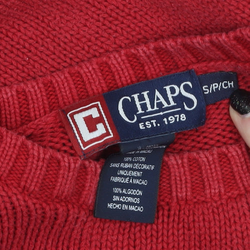 Chaps Men's Red Cotton Crew Neck Pullover Jumper Size S