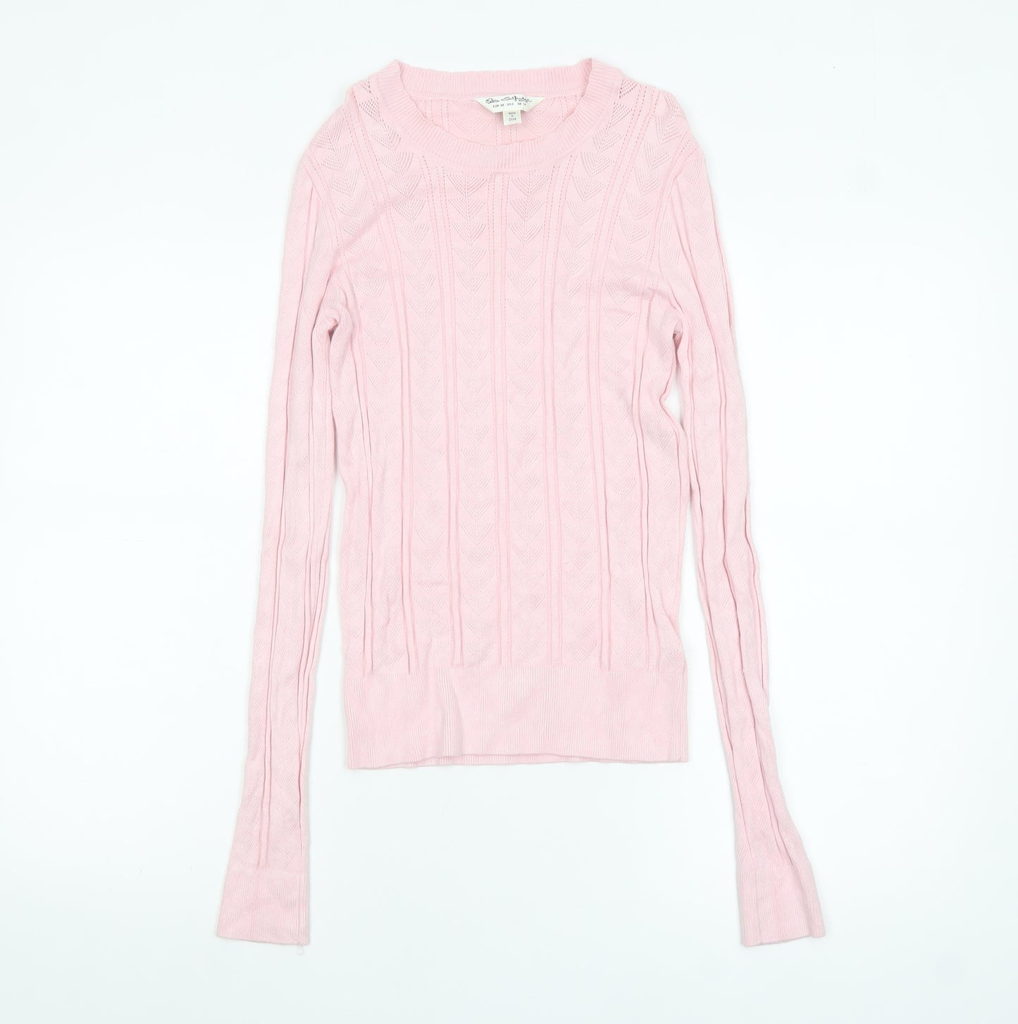 Miss Selfridge Womens Pink Cable Knit Crew Neck Jumper Size 10
