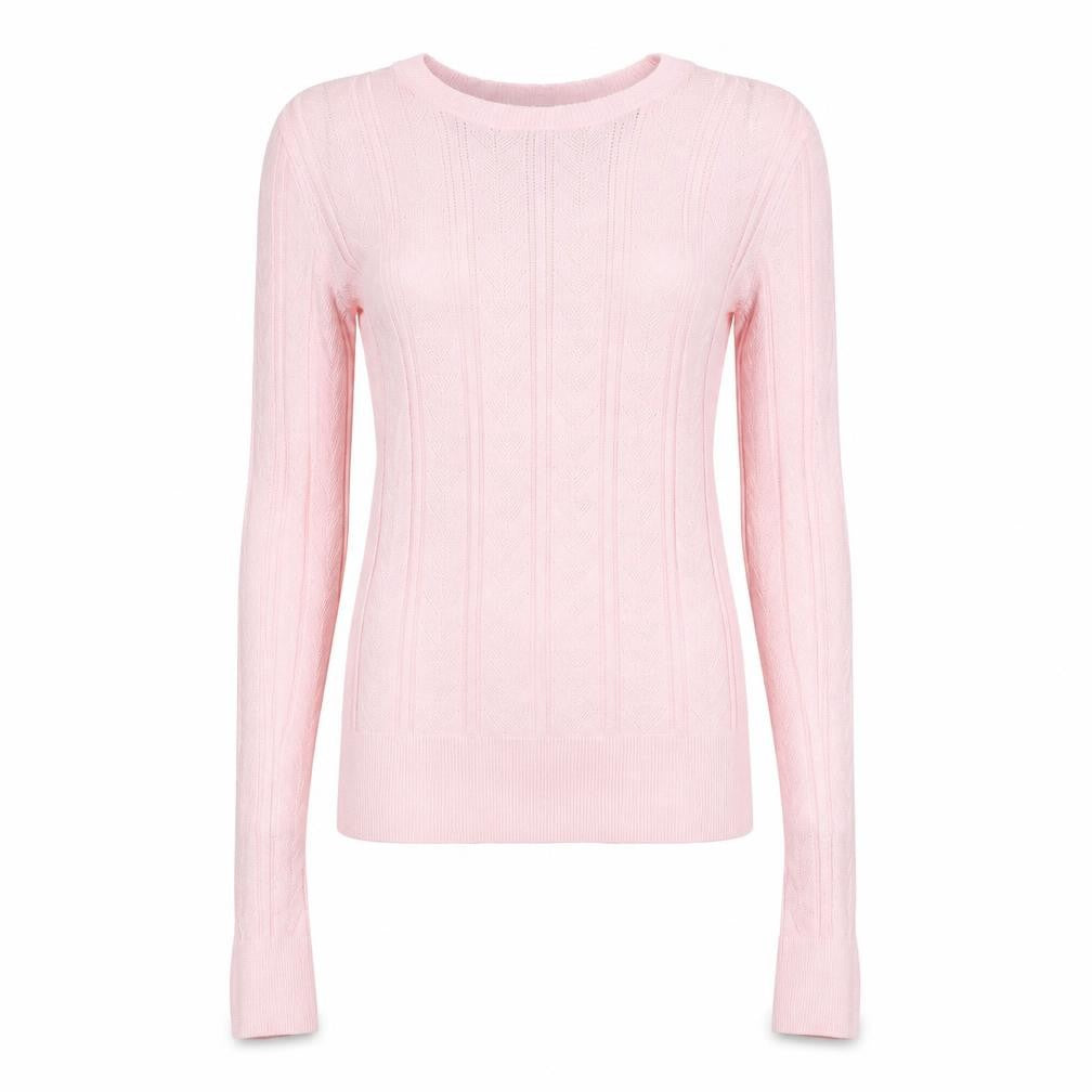 Miss Selfridge Womens Pink Cable Knit Crew Neck Jumper Size 10