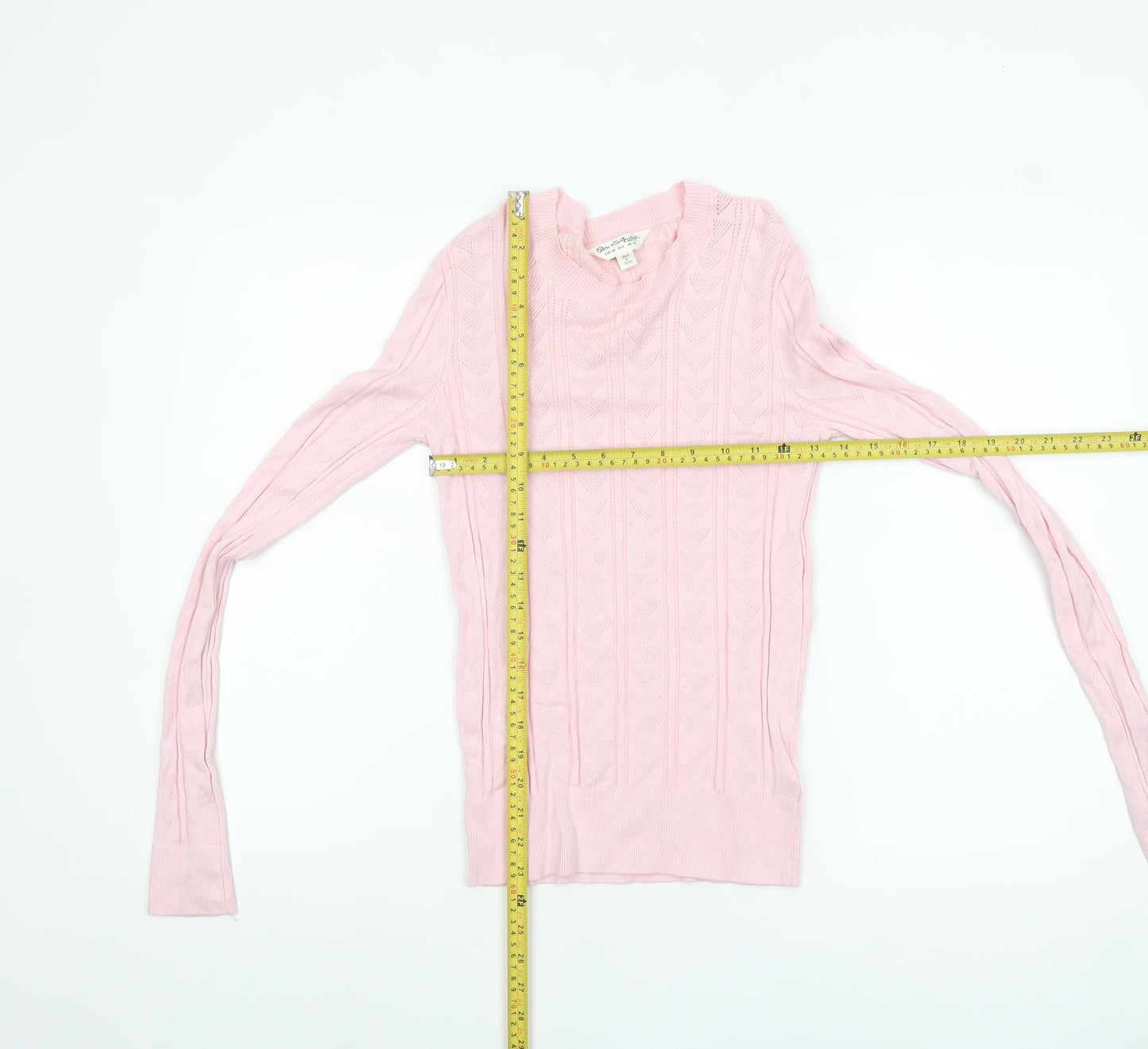 Miss Selfridge Womens Pink Cable Knit Crew Neck Jumper Size 10