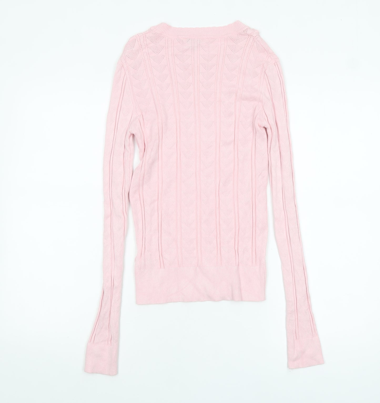 Miss Selfridge Womens Pink Cable Knit Crew Neck Jumper Size 10