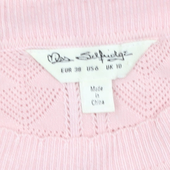 Miss Selfridge Womens Pink Cable Knit Crew Neck Jumper Size 10