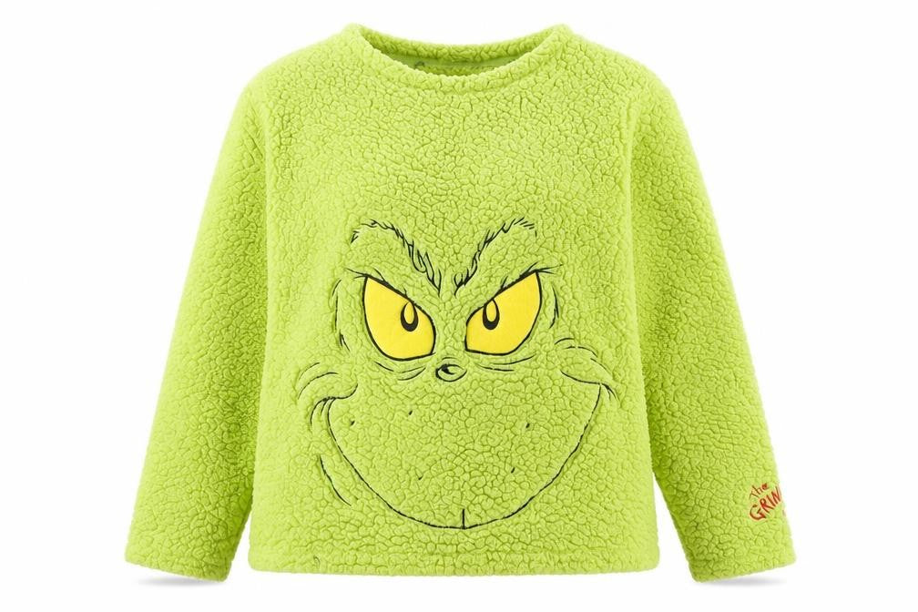 The Grinch Womens Green Fleece Pyjama Top 2XL Plus Size Winter