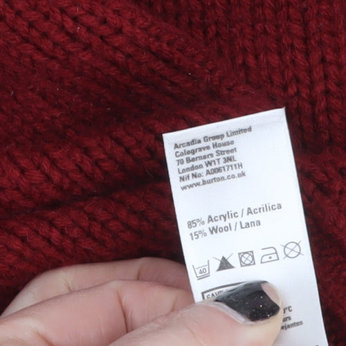 Burton Men's Red Fair Isle Crew Neck Knit Jumper Small