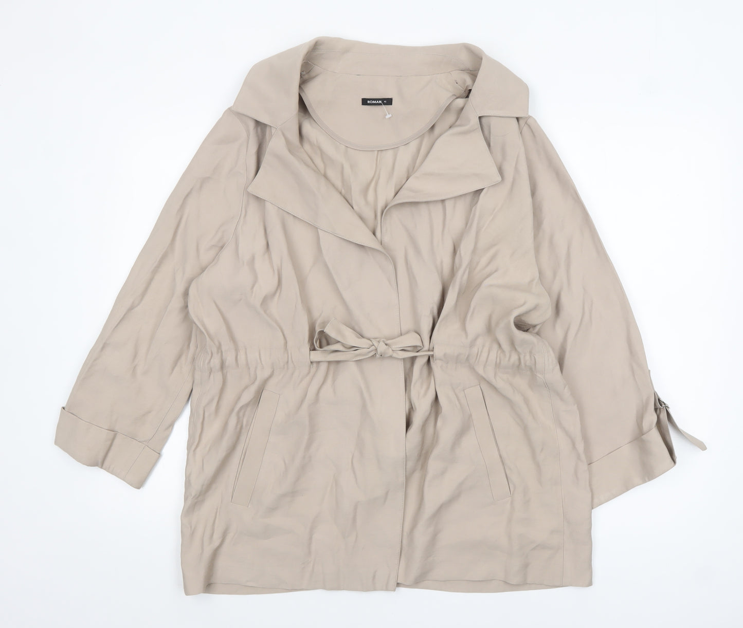 Roman Women’s Beige Mid-Length Belted Trench Coat Size 16