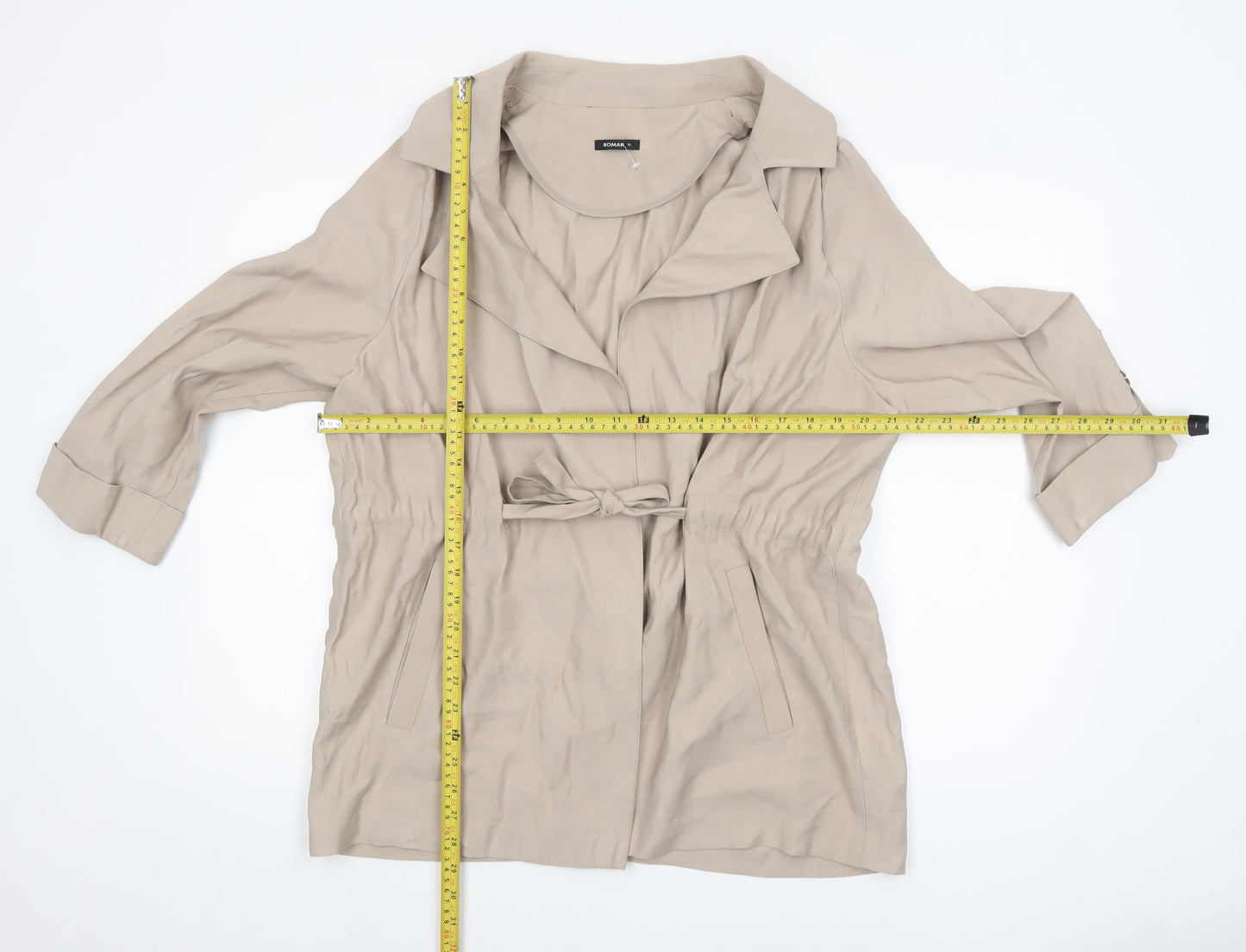 Roman Women’s Beige Mid-Length Belted Trench Coat Size 16
