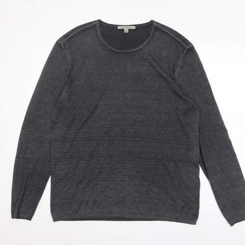 John Varvatos Men's Grey Silk Cashmere Pullover Jumper XL