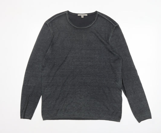 John Varvatos Men's Grey Silk Cashmere Pullover Jumper XL