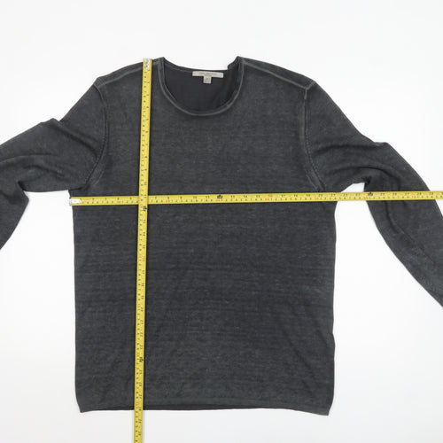 John Varvatos Men's Grey Silk Cashmere Pullover Jumper XL