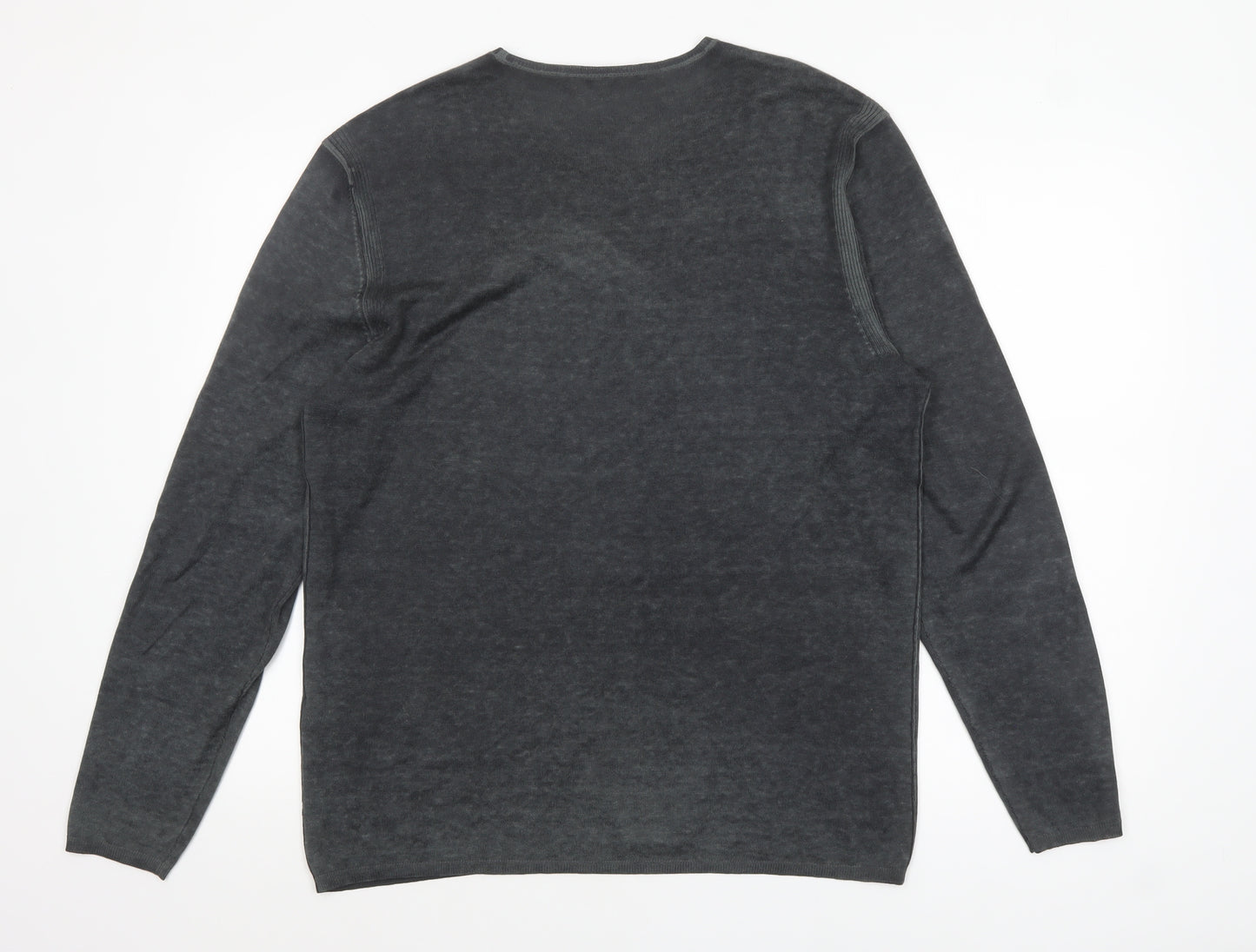 John Varvatos Men's Grey Silk Cashmere Pullover Jumper XL