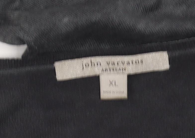 John Varvatos Men's Grey Silk Cashmere Pullover Jumper XL