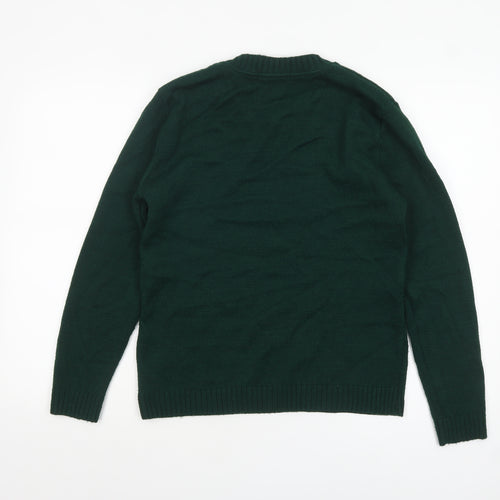 Boohoo Womens Green Christmas Reindeer Crew Neck Jumper Size S