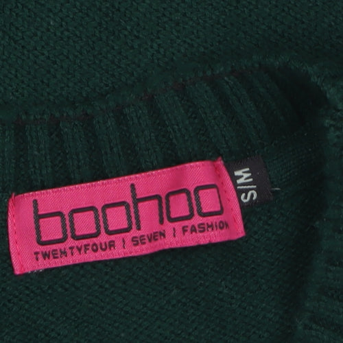 Boohoo Womens Green Christmas Reindeer Crew Neck Jumper Size S