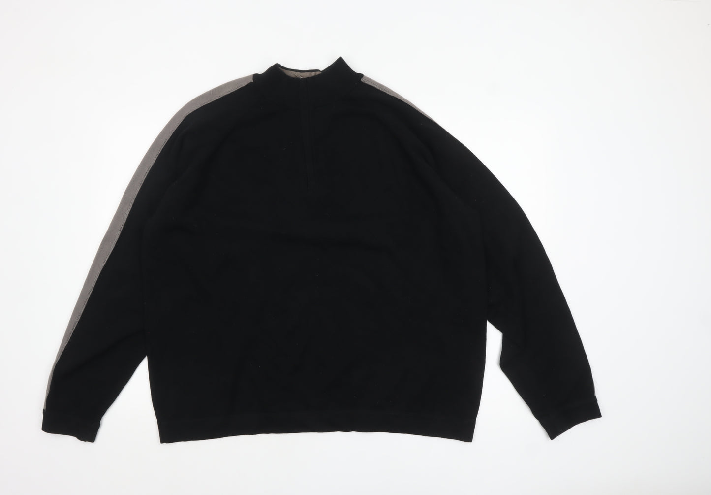 Marks and Spencer Men's Black XL High Neck Cotton Pullover Jumper