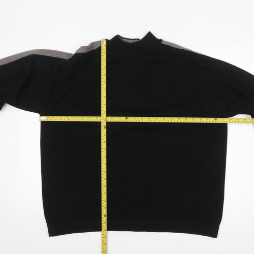 Marks and Spencer Men's Black XL High Neck Cotton Pullover Jumper