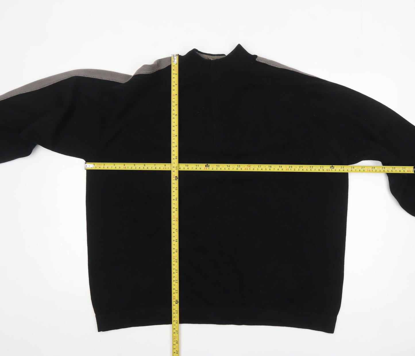 Marks and Spencer Men's Black XL High Neck Cotton Pullover Jumper