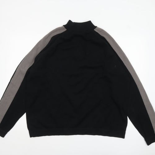 Marks and Spencer Men's Black XL High Neck Cotton Pullover Jumper